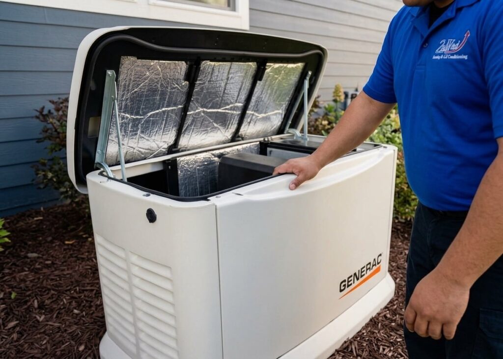 - 2nd Wind HVAC 2nd Wind technician inspecting a generator