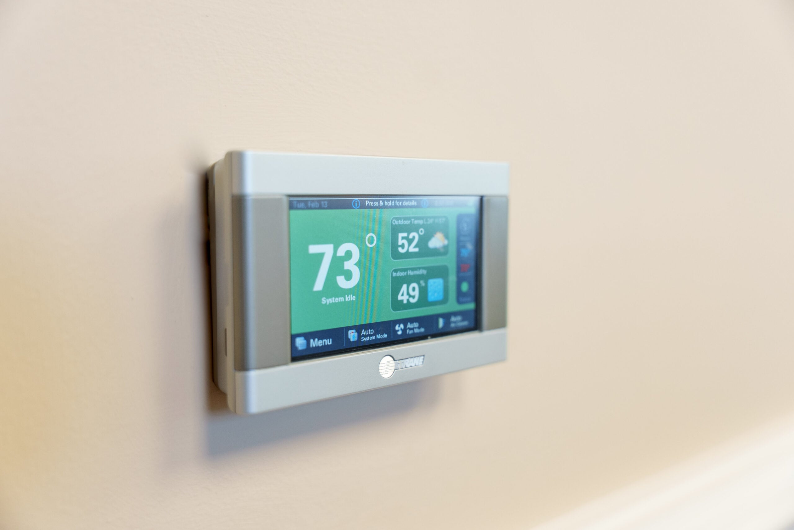 - 2nd Wind HVAC A Trane Smart Thermostat in a residential customer's home in Columbia, SC